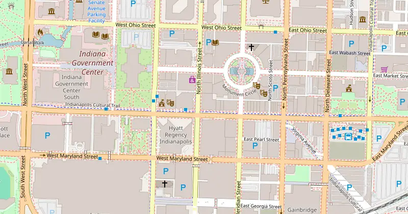 Mapa de Conrad Indianapolis com os hotéis próximos