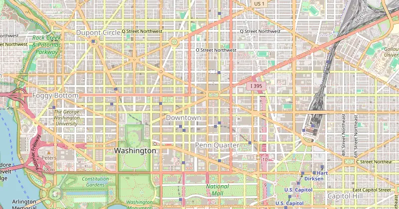 Mapa de Conrad Washington, DC com os hotéis próximos