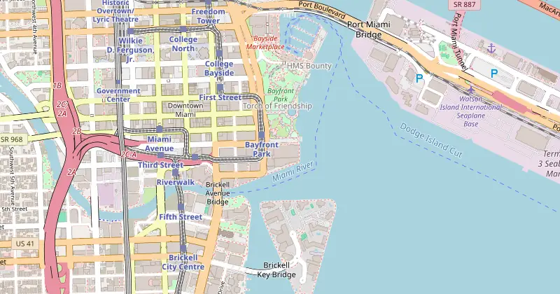 Mapa de InterContinental Miami by IHG com os hotéis próximos