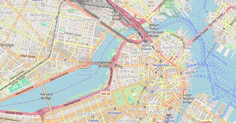 Mapa de The Liberty, a Marriott Luxury Collection Hotel, Boston com os hotéis próximos