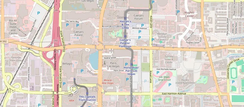 Mapa de Las Vegas com os hotéis próximos