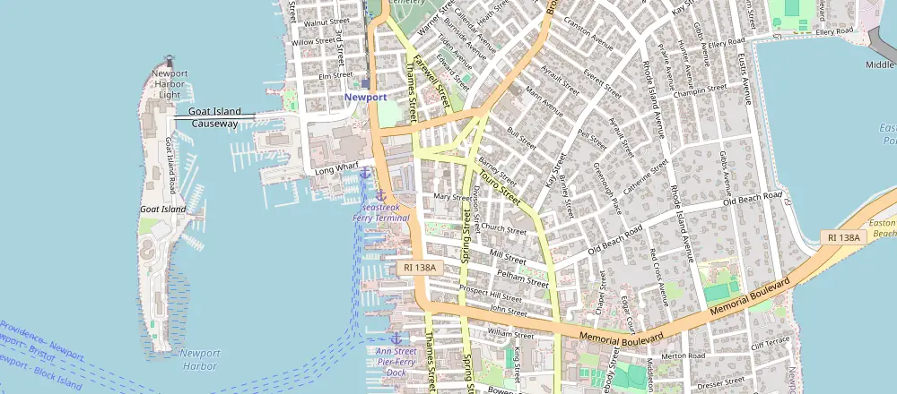 Mapa de Newport com os hotéis próximos