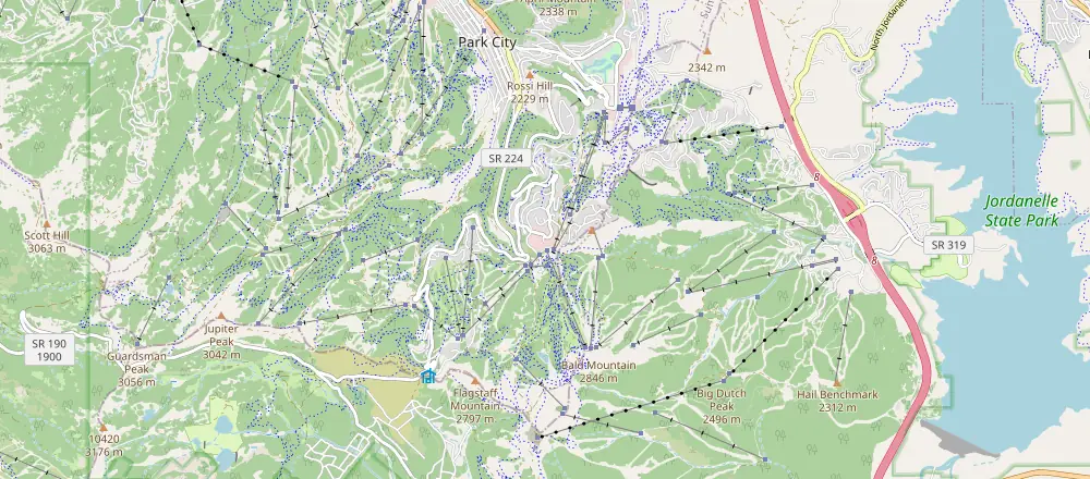 Mapa de Park City com os hotéis próximos
