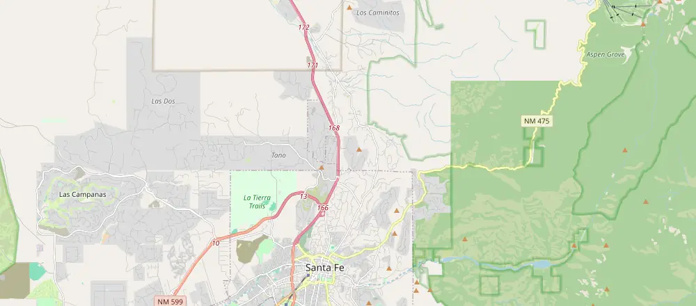 Mapa de Santa Fé com os hotéis próximos